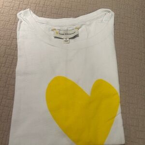 Kerri Rosenthal White Short-Sleeve Tee with Yellow Heart
